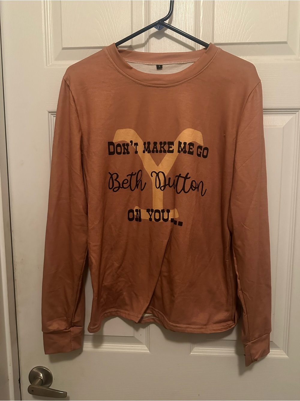 Bella Canvas Rust Brown Long Sleeve Tee with Yellow Graphic